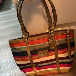 Coach Vibrant Striped Tote Bag